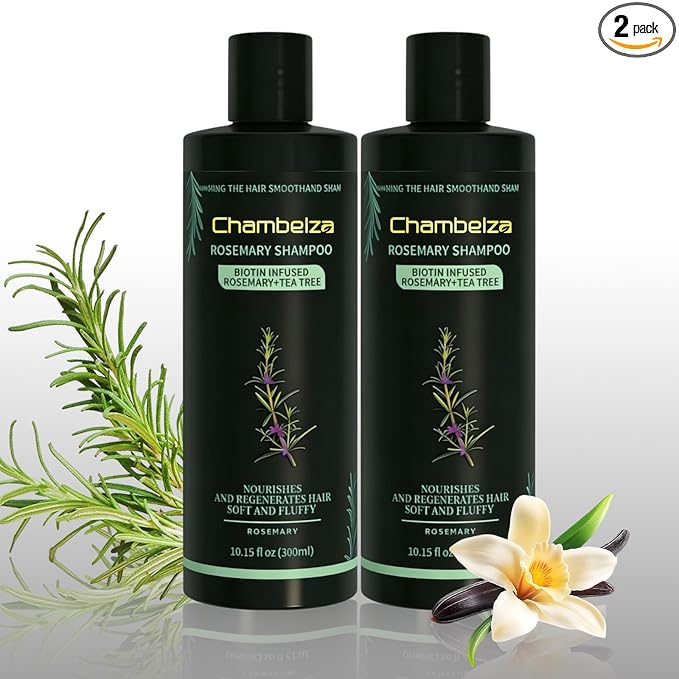 Organic Rosemary Hair Growth Shampoo for Men and Women -Natural Thickening and Strengthening Formula with Biotin Hydrolyzed Keratin -Designed for Thinning Hair & Hair Loss 10.15 fl.oz-2 Pack