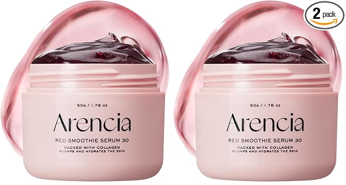 Arencia Overnight Red Smoothie Face Mask Serum, Glowing & Soothing with 30% red collagen, Niacinamide, Peptide, Vitamin E (Pack of 2)