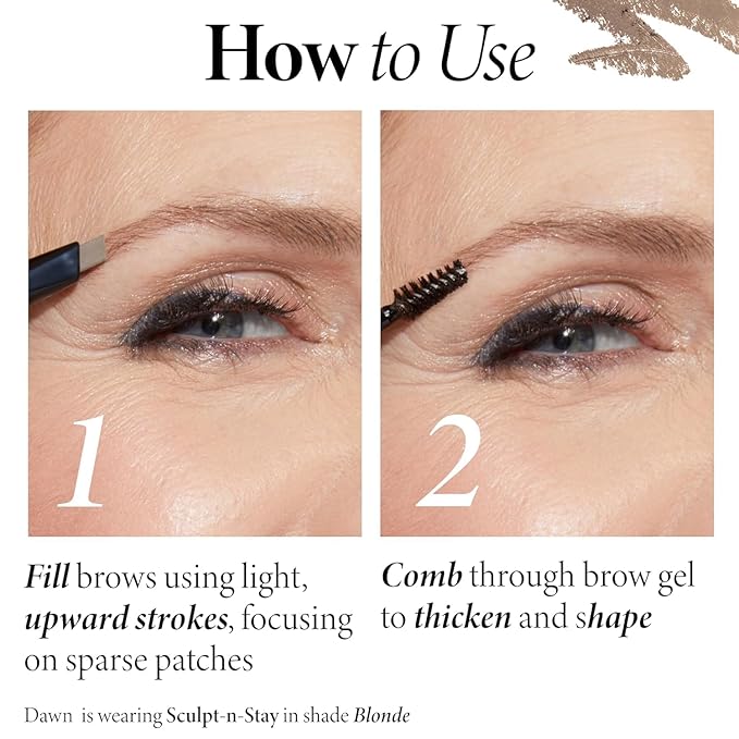 LAURA GELLER NEW YORK Sculpt-n-Stay 2-in-1 Waterproof Eyebrow Pencil & Brow Gel – Blonde – Fills Sparse Brows, Defines & Sets – Smudge-Proof, Long-Lasting, Natural Finish