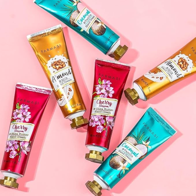 FARMASi Hand Cream with Shea Butter, Deep Moisturizing Hand Lotion for Dry Hands, Fast-Absorbing Lightweight Formula, Daily Hand Care, Travel Size, 1 fl oz, Cherry Blossom & Shea Butter