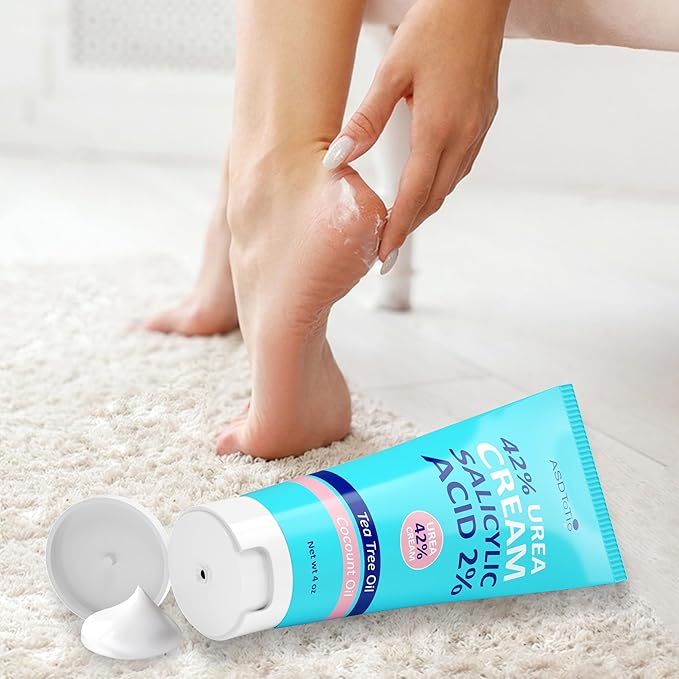 ASDToTio Urea Cream 42% - Foot Care for Dry Cracked Heels, Foot Lotion - With 2% Salicylic Acid, Tea Tree Oil, Shea Butter, Aloe Vera - For Feet, Hands, Heels, Elbows, Knees and More - 4 oz
