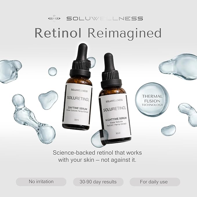 Retinol Serum for Face Wrinkles – Skin Renewing Day & Night System (2 x 30 ml) – Anti Aging Skin Booster Serum, Moisture-Locking Duo for Eyes, Neck & Deep Lines