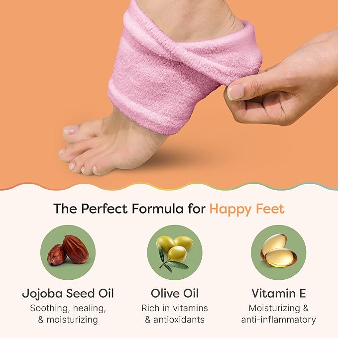 ZenToes Moisturizing Socks for Cracked Heel Treatment, Vitamin E, Olive Oil and Jojoba Oil Infused Heel Socks, Spa Gifts for Women, Mothers Day Gifts (Fuzzy Blue and Pink, Regular)