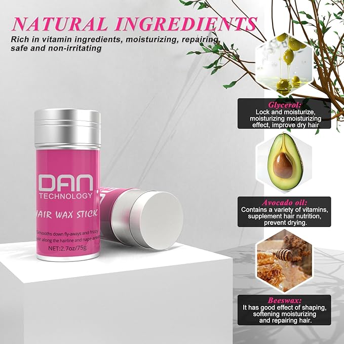 DAN hair wax stick, Wax Stick for Hair, Hair-Styling Waxes, Non-greasy Styling Hair Pomade Stick, Nourishing Accessories - Slick Stick for Women & Kids,(2.7 oz)