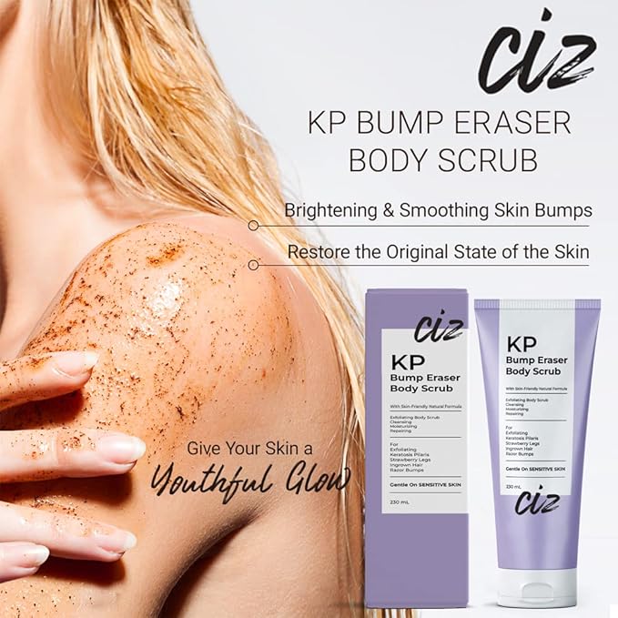 BellamiLuxx KP Bump Eraser Body Scrub: Exfoliating Keratosis Pilaris, Strawberry Skin Treatment - Smooths Rough, Bumpy, Dry Skin on Arms, Legs, Buttocks - KP Scrub Wash Helps Reduce Ingrown Hair Bumps