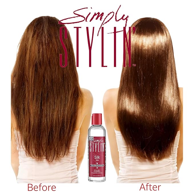 Simply Stylin' Silk Serum - Anti-Frizz Heat Protectant for Women - Pure Silicone Serum for Dry and Frizzy Hair - Detangler - 4 fl oz