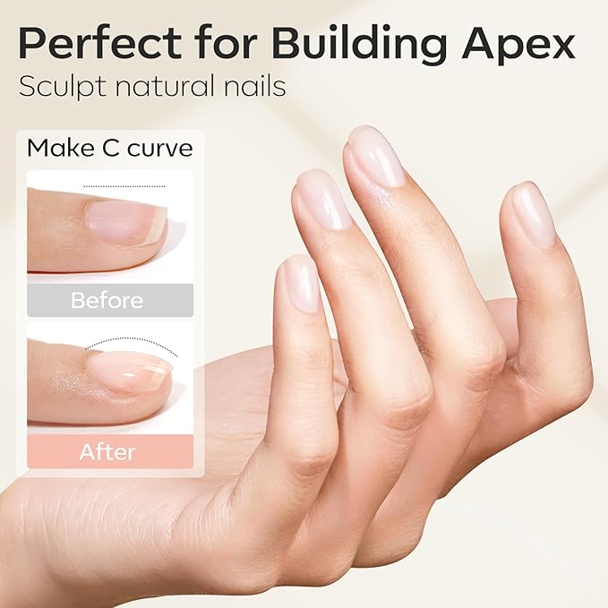 modelones Base Coat Builder Nail Gel Polish, 2 Pcs Clear Builder Nail Polish, 8-in-One Rubber Color Hard Gel for Apex Building Thickening Extension DIY Home Salon Gifts LED Lamp Cured 10ml