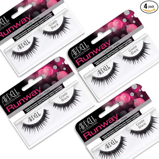 Ardell False Eyelashes Gisele, Black - Natural Look Lashes, Comfortable Wear, Perfect for Everyday & Special Occasions, 4 Pack