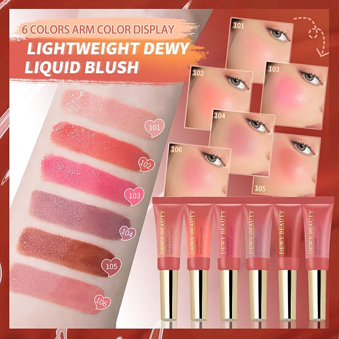 Liquid Blush Makeup Wand, Cream Blush Stick with Cushion Applicator For Cheeks Tint, Natural-looking, Glow Dewy Finish, Weightless Blendable Liquid Rubor | #103 EBULLIENT-Cool Pink