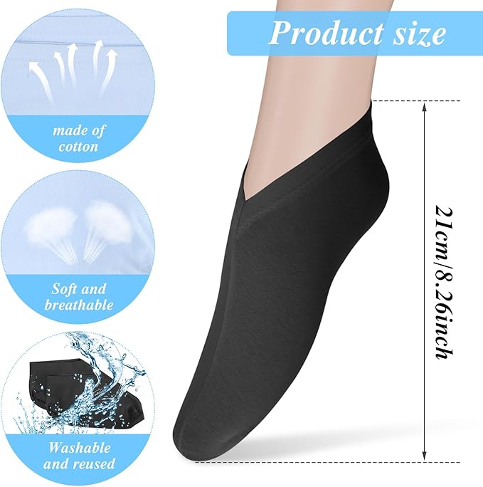 3 Pairs Foot Moisturiser Socks Overnight, Spa Cotton Socks for Foot Cream, Lotion Sock for Moisturising for Dry Feet Care, Moisturising Sock for Cracked Heel Repair Women Men (Black)