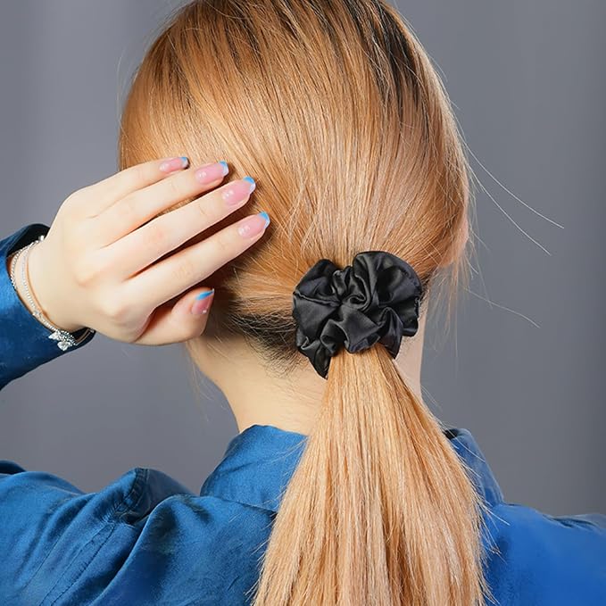 12PCS Satin Scrunchies Pack for Women and Girls, Soft Silk Hair Ties for Sleeping, No-Damage Satin Ponytail Holders for Thick or Curly Hair