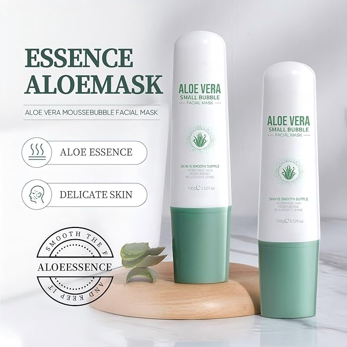 Aloe Vera Gel Mousse Bubble Face Mask for Women, Hydrating & Nourishing Face Masks for Moisturizing Skin Care, Soothing & Calming Overnight Face Mask 3.52oz