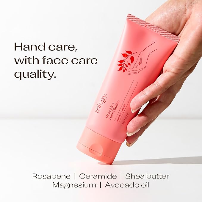 Trilogy Rosehip+ Hand Butter, Rich Nourishing Hand Cream with Rosapene, Ceramides and Shea Butter, 2.5 fl oz / 75ml