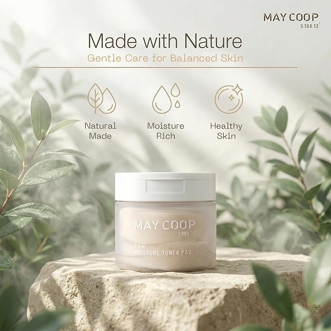 MAY COOP Raw Moisture Toner Pads | Korean Hydrating & Exfoliating Cotton Pads, 75% Maple Sap | Redness Comfort, Skin Balancing & Smooth Texture | 70 Count