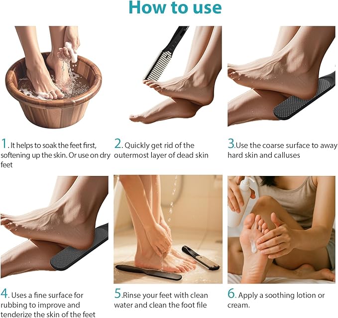Foot File Pedicure Tool Callus Remover, Durable Foot Scrubber Dead Skin Remover, Professional Toe Cleaning Brush