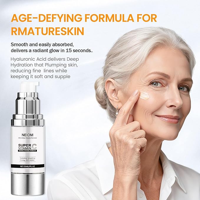 vitamin c Serum for face, Anti-Aging Vitamin E Face Serum with Hyaluronic Acid & Tri-Peptide, Dark Spot Corrector & Wrinkle Smoothing for Dry, Combination, Sensitive Skin, Oil-Free, Non-Greasy