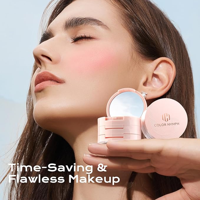 Color Nymph All in One Contour Palette with Blush & Highlighter, 3-in-1 Ultra-Smoothy Powder Palette with Mirror, Travel-Friendly Makeup Palette, Vegan & Cruelty-Free - Sunset Kiss