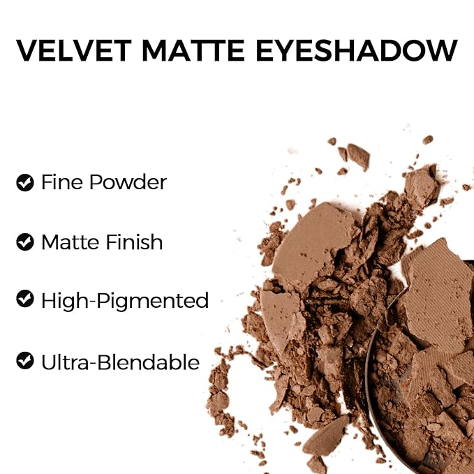 Erinde Single Matte Eyeshadow Palette, High Pigment, Long Lasting, Intense Color, Black Smokey Eye Shadow Powder Palette