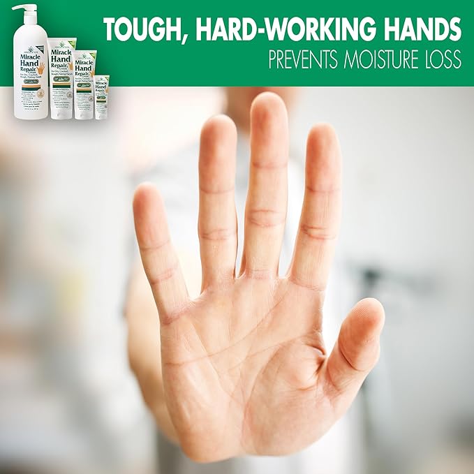 Miracle Hand Repair Cream for Dry Cracked Hands (8 oz & 1 oz) Best Healing Hand Cream with 60% Aloe Vera - Non-Greasy Moisturizer for Working Hands - Fast Absorbing Lotion for Extremely Dry Skin