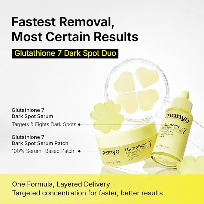 MANYO Glutathione 7 Dark Spot Serum Patch, Gel Dark Spot Patches for Face, Uneven Skin Tone & Radiance Booster, Korean Skincare, 30 Count