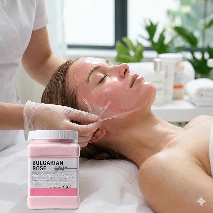 Jelly Mask for Facials Professional Set, Peel-Off Jelly Mask Powder Skincare Kit for All Skin Types, 6 Jars 24K Gold Vampire Collagen Rose Hyaluronic Turmeric, Spa Use