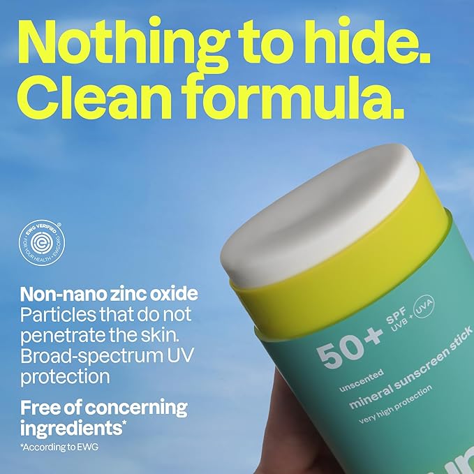 ATTITUDE Mineral Sunscreen Stick SPF 50, Broad Spectrum Zinc Oxide, EWG Verified, Non-Nano, Mess-Free Stick for Face & Body, Lightweight Non-Greasy, Vegan, Unscented, 2 Oz