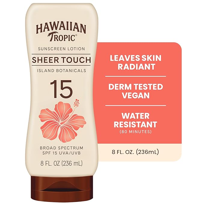 Hawaiian Tropic Sunscreen Sheer Touch Broad Spectrum Sun Care Sunscreen Lotion - SPF 15, 8 Ounce