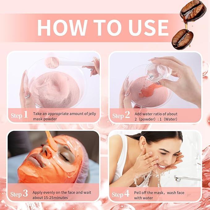 Hydro Jelly Masks for Women Home Spa,Hydrating & Moisturizing Peel-Off Rubber Gel Face Mask Skin Care,Professional Jelly Mask for All Skin Types 23 Fl Oz（Belgiun Cocoa）