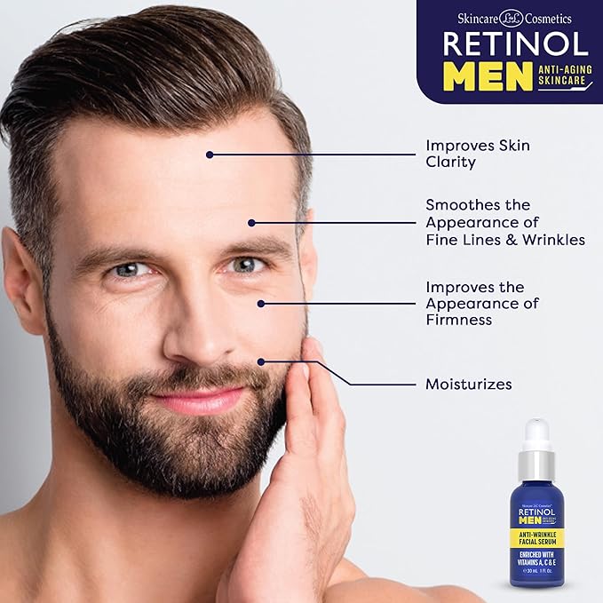 LIVAURA Retinol Men’s Face Serum – Anti Aging Serum for Face, Brightening Serums for Dark Spots & Glow, Hydrating Hyaluronic Acid, Skin Care for Wrinkles & Even Tone, Best Facial Serums