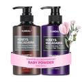 KUNDAL Korean Shampoo and Conditioner Set [Baby Powder] Salon-quality, Long Lasting Scent, Moisturizing, Sulfate-Free, Argan & Macadamia Oil, Korean Hair care, 16.9 fl oz each