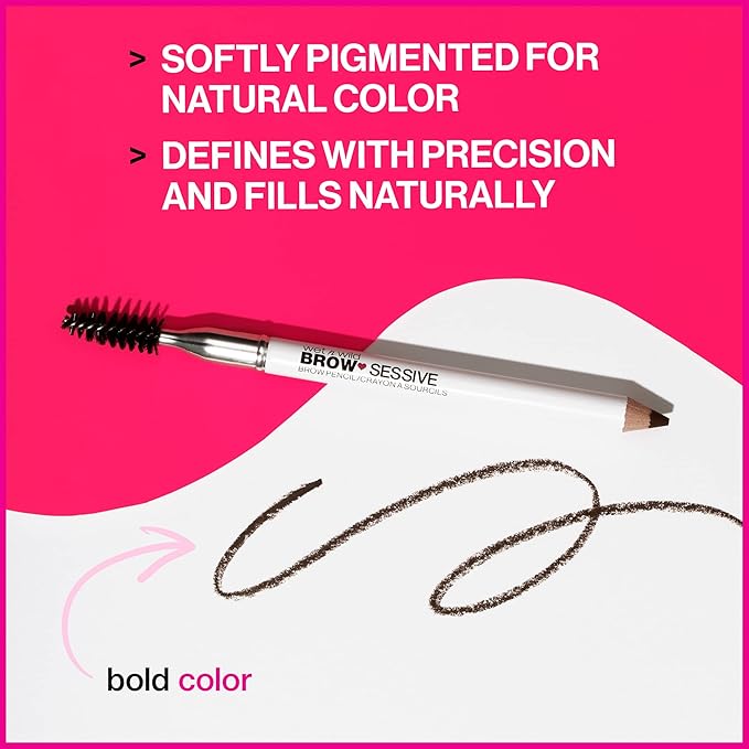 wet n wild Brow-Sessive Brow_Pencil, Ultra-Precise Dual Ended Spoolie Brush for Perfect Buidlable Blendable Shaping, Natural Lasting Shades for Every Brow, Cruelty-Free & Vegan - Taupe (Pack of 2)
