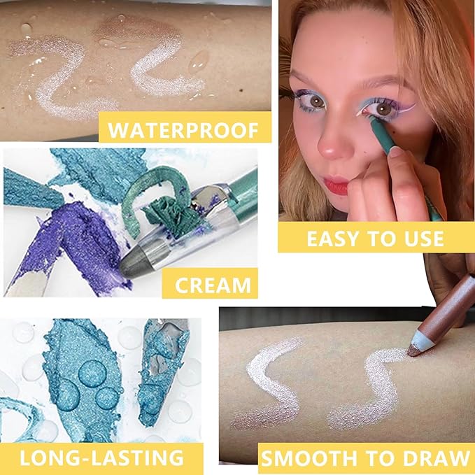 Purple Eyeshadow Stick, Highlighter Eye Liner,Eye Brightener Stick, Shimmer Creamy eye shadow, Waterproof Eyeshadow Pencil Long Lasting Eye Shadow Makeup.#3 purple shimmer