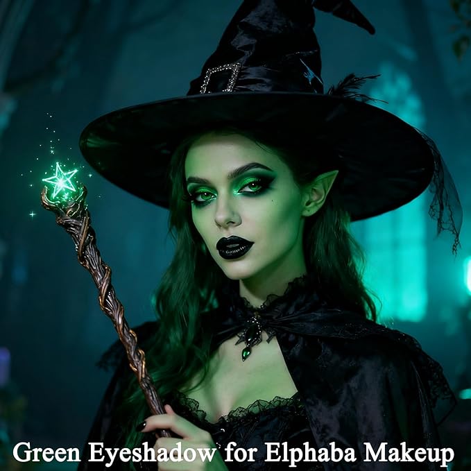 MEICOLY Single Green Eyeshadow Palette with Mirror,St Patricks Day Matte Green Eye Shadow for Elphaba,Pressed Powder Eyeshadow,High Pigment,Long Wear,Waterproof,Spirit Day Wear Eye Makeup