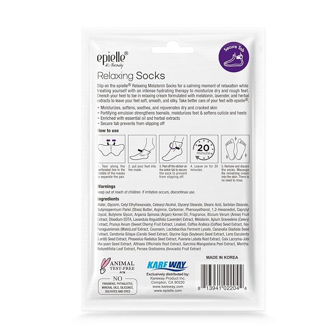 Epielle Relaxing Foot Mask 6 Pairs, Soften and Restore with Melatonin & Lavender Extract, Deep Moisturizing Socks for Dry, Cracked Feet, Self Care Gifts for Women, Spa Kit, Mothers Day Gifts