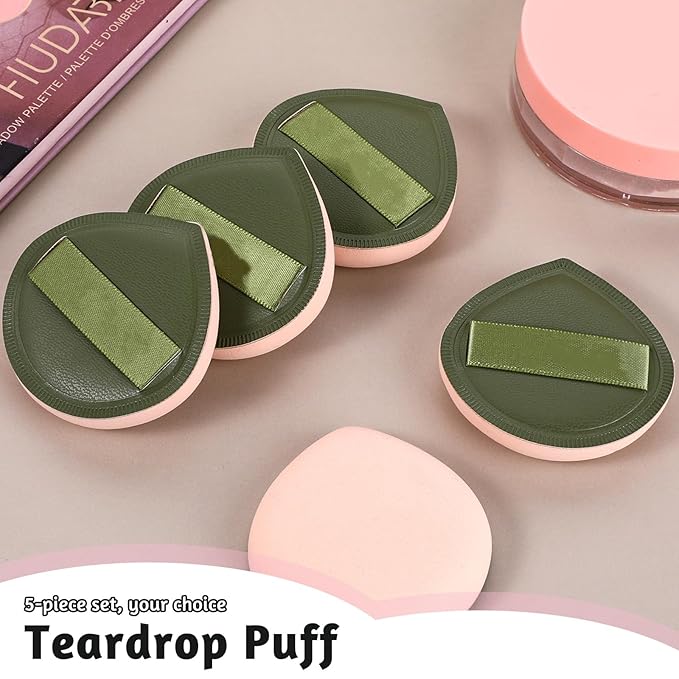 5 PCS Foundation Sponge, Powder Sponge Puff, Korean Makeup Sponges, Cushion Puff for Foundation and Powder, Fluffy Teardrop Latex Foundations Applicator for Liquid Cream Powders