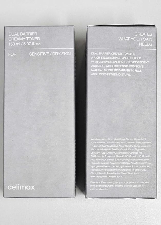 celimax Dual Barrier Creamy Toner | with Ceramides, Peptide, Oil & Alcohol Free, Facial Astringent, Long Lasting Hydration, Calming, Soothing, Non Irritating,150ml