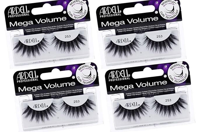 Ardell Mega Volume Lash 253 Multi-Layered False Lashes with Curl Technology, 4 Pairs