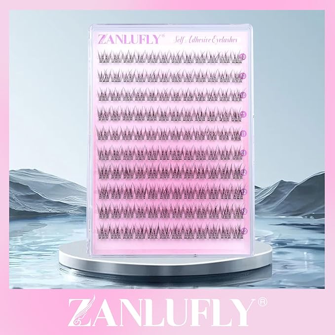 Self Adhesive Eyelashes Natural Self Adhesive Lash Clusters Wispy Press on Lashes 10-12MM Pre-glued Eyelash Clusters 120pcs C-curly No Glue Lashes DIY Individual Lashes by ZANLUFLY