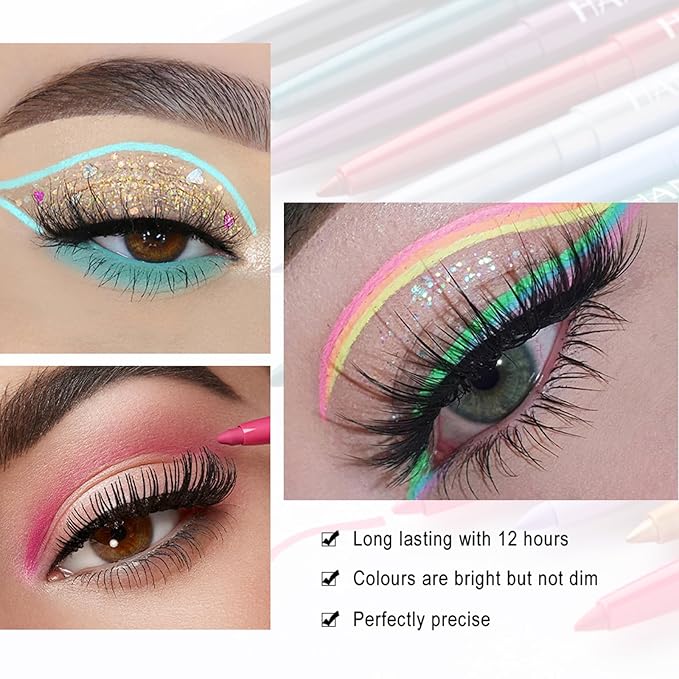 Eyeliner Pencil, Waterproof Eyeliner Long-lasting, White Eyeliners, High-Pigmented Colorful Eyeliners Easy To Use Eye Liner Pen for Women, White