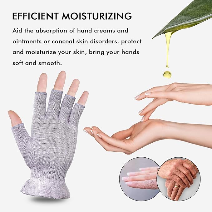 MIG4U Fingerless Moisturizing Gloves, Half Finger Touchscreen Beauty Glove for Eczema, SPA, Dry Hands, Skin Treatment, Summer Sun UV Protection, Pale Purple, 1 Pairs L/XL