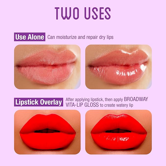Ruby Kisses Broadway Vita-Lip Clear Lip Gloss (Vitamin E 48 Pack), Ultra-Hydrating & Soothing Formula with Multi-Vitamin Oils, High-Shine Non-Sticky Finish, Healing Lip Balm for Healthy Lips