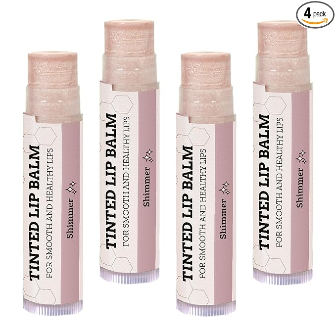 Earth's Daughter Tinted Lip Balm Shimmer 4 Pack, Beeswax, Coconut Oil, Cocoa Butter, Vitamin E, Moisturize and Beautify, Paraben Free
