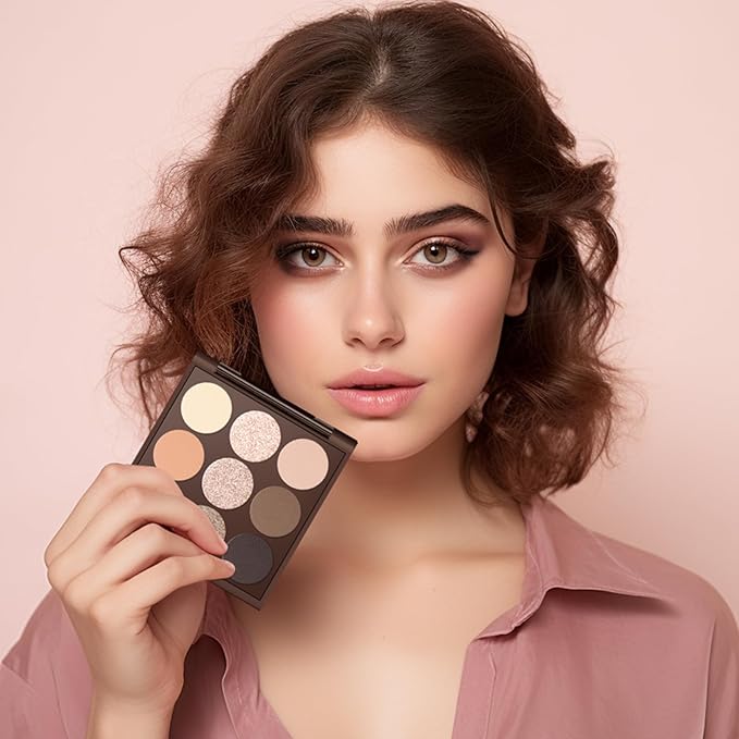 MYSTER ROSEY Neutral Eyeshadow Palette, Nude Eyeshadow Palette, Matte Eye Shadow Makeup Palette with Mirror, Long-Lasting Wear, Vegan, Cruelty-Free - 0.5oz (Satin Nude)