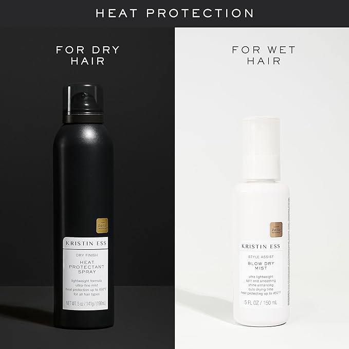 Kristin Ess Dry Heat Protectant Spray - Blow Dry Frizz Control + Shine Enhancing - Anti Humidity Thermal Heat Protectant Spray - Repair + Protect Hair Up to 450 Degrees - Fresh Pear Fragrance (5 oz)