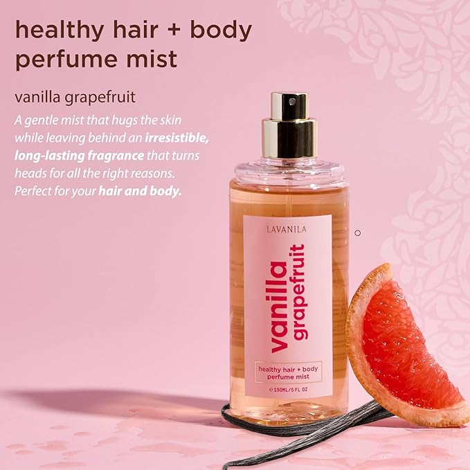 Lavanila Vanilla Grapefruit Hair & Body Mist for Women, 5 Oz – Bright & Citrusy Vanilla Body Spray, Hair Perfume & Fragrance with Madagascar Vanilla – Lightweight Women’s Fragrance for Hair & Skin