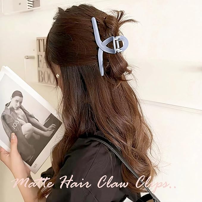 2 PCS Matte Hair Clips, 6 Inch Extra Large Hair Claw Clips Oversized Jumbo Claw Clips for Thick Hair and Long Hair Non-Slip Hair Barrette Accessories for Women and Girls (Pink and Blue)