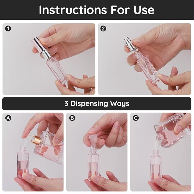 Segbeauty 5pcs Perfume Atomizer Travel, 10ML Mini Refillable Perfume Bottle Sprayer, Travel Cologne Sprayer Portable Glass Fine Mist Cosmetic Container Dispenser Set for Fragrance Makeup Toiletries