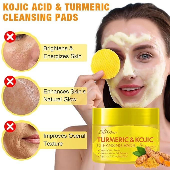 Turmeric Remover Wipes, Exfoliating Face Cleansing Pads with Aloe vera & Centella Asiatica for Hydrating, Moisturizing & Calming for Sensitive Skin, 40ct