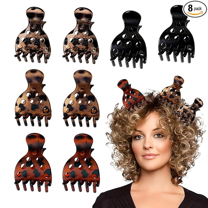 8 Hair Volume Clip for Thick Hair, Root Clips for Curly Hair Volume, Claw Clips for Women Root Lifting for Curl （Tortoise）