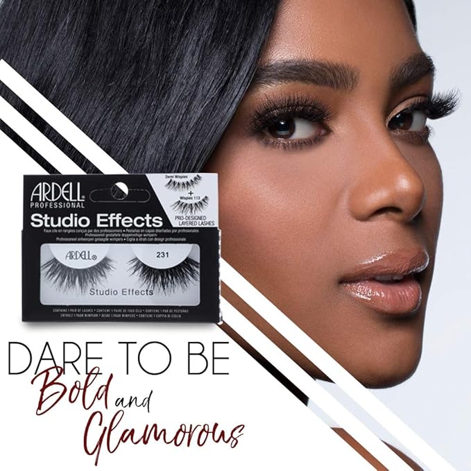 Ardell Studio Effects False Eyelashes 231 - Dramatic Volume and Length, Reusable Lashes for Bold Eye Looks, 4-Pack